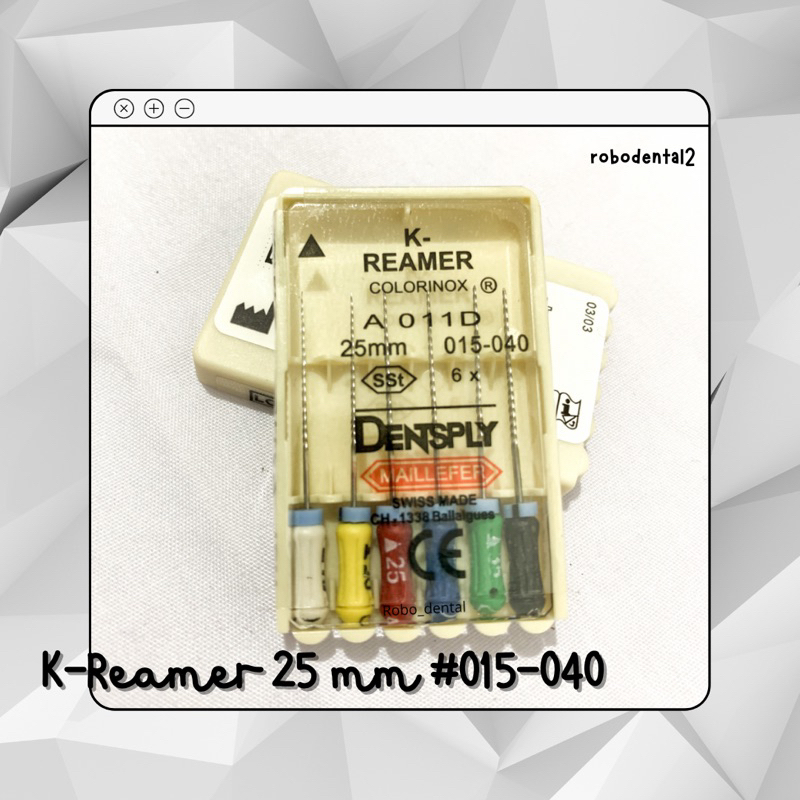 K-REAMER DENTSPLY 25mm | K- REAMER DENTSPLY 15-40 | K-REAMER DENTSPLY 45-80