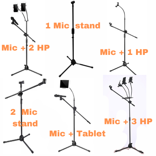 Stand Microphone Tripod + Holder HP / Holder tablet, Ipad / Stand mic murah / stand mic tripod