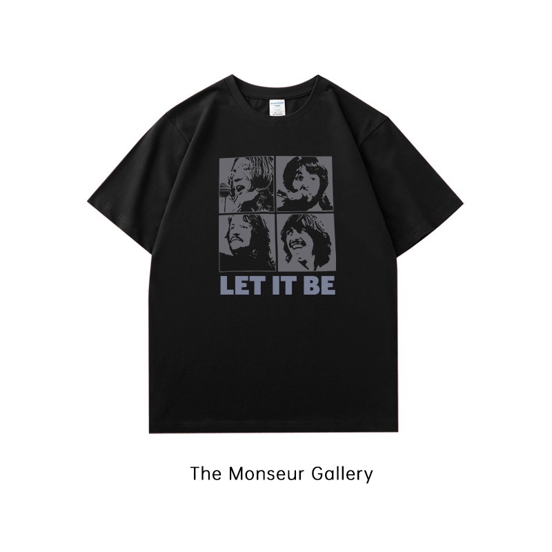 The Monseur Gallery T-shirt Oversize BEATLES The Beatles Rock Band American Retro | Kaos Wanita Puti