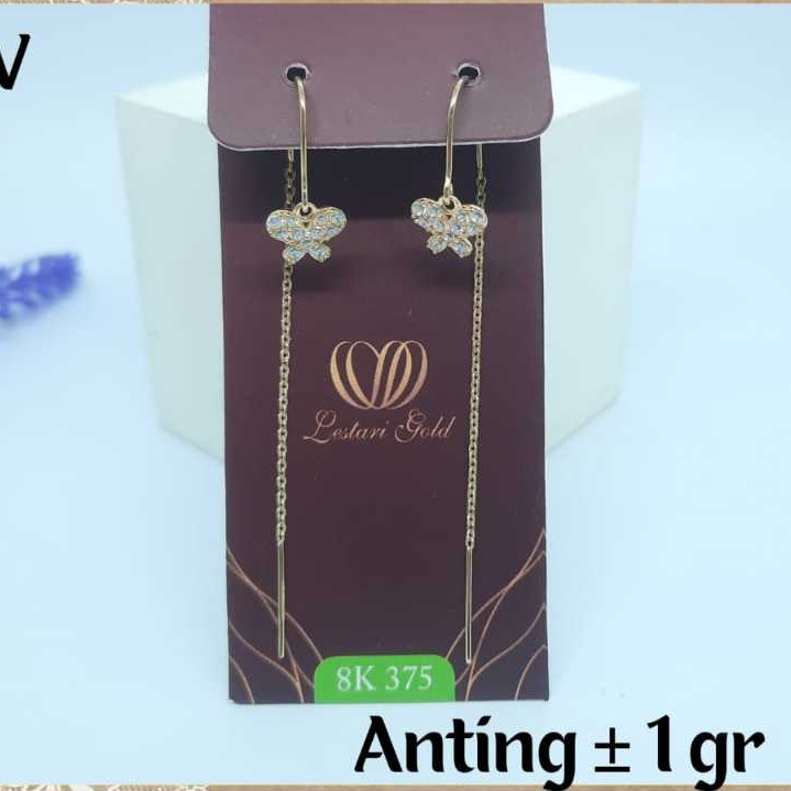 LMV Anting Tusuk Emas Muda Panjang 375 Original Lestari Gold
