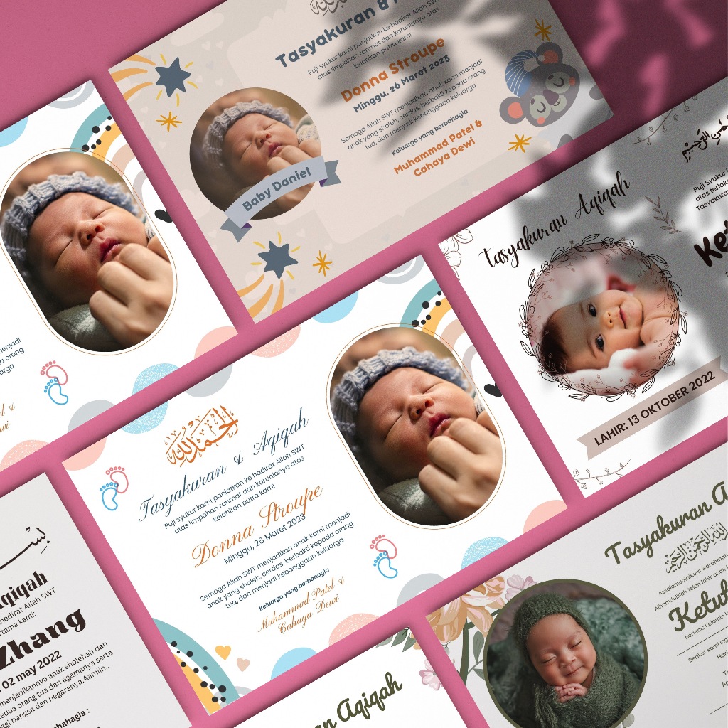 Kartu Ucapan  Tasyakuran dan Aqiqah Kelahiran Bayi