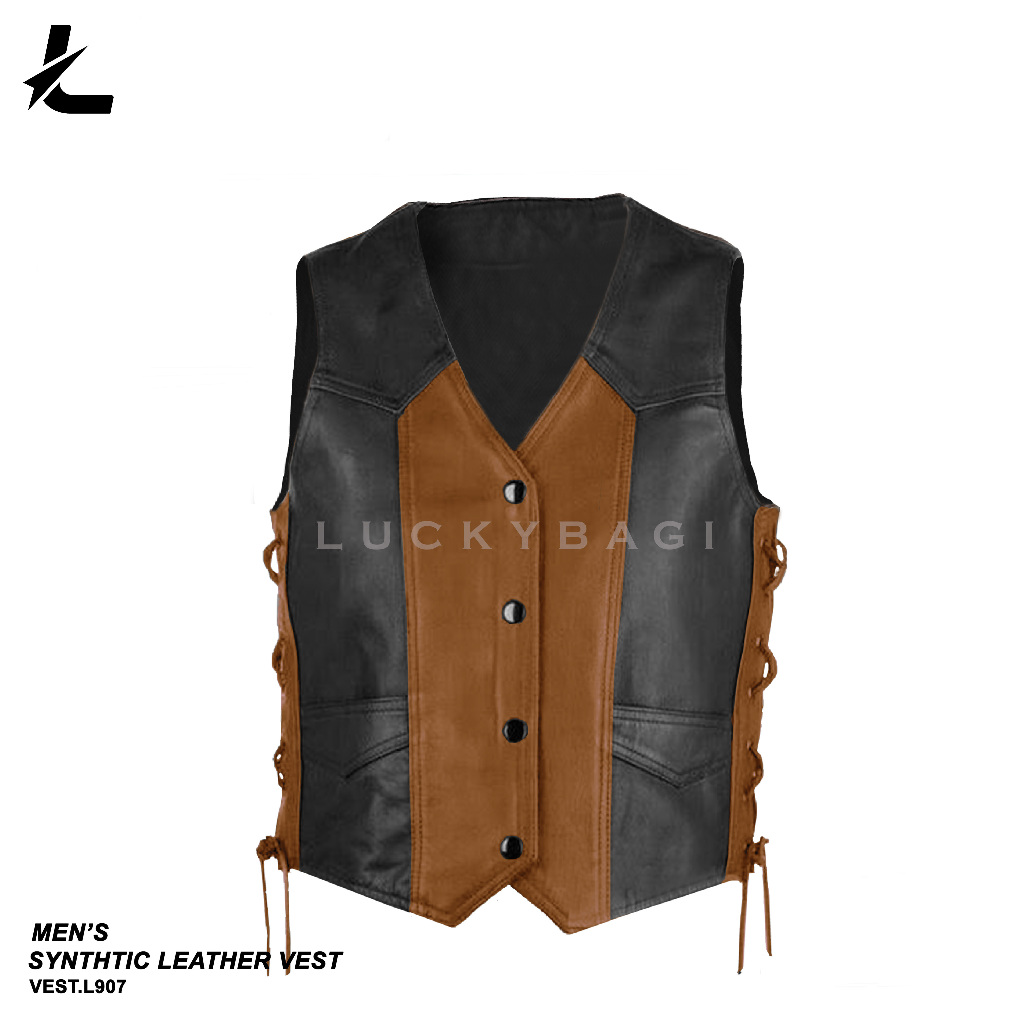 Rompi Motor Leather Vest Rompi Kulit Sintetis Rompi Kulit