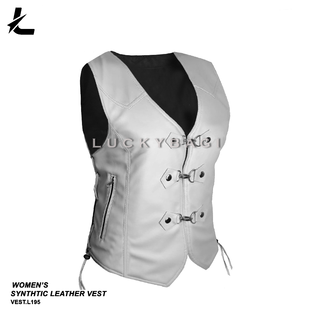 Rompi Wanita Vest Kulit Wanita Rompi Kulit Sintetis Rompi Kulit