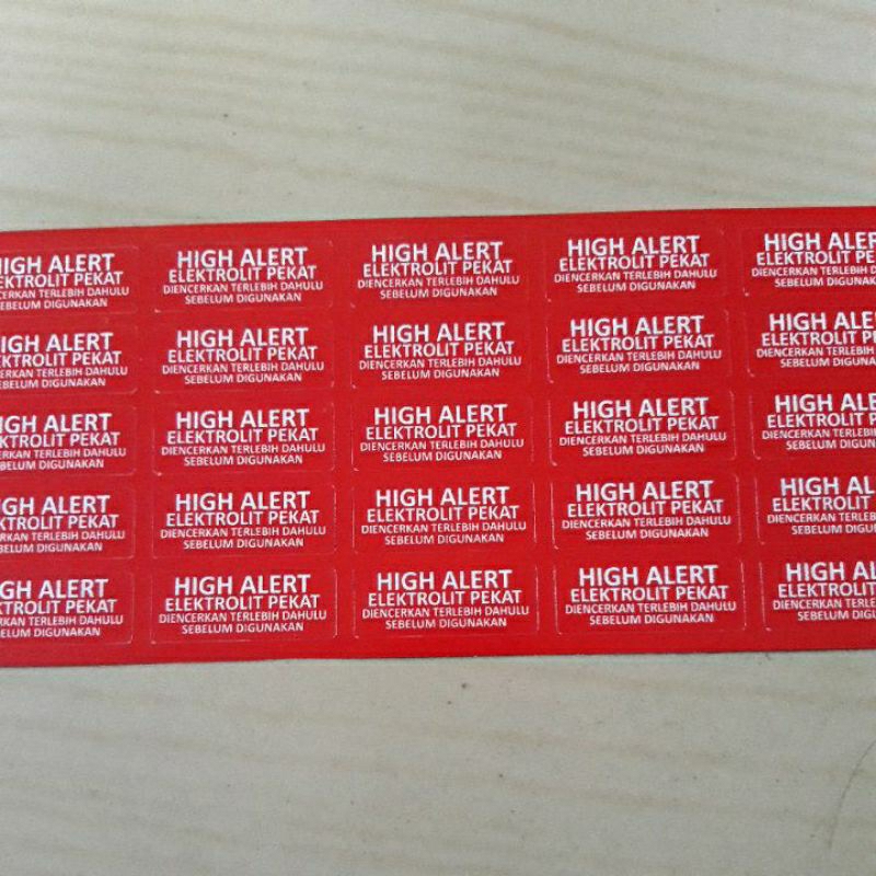 Stiker Label High Alert Elektrolit Pekat