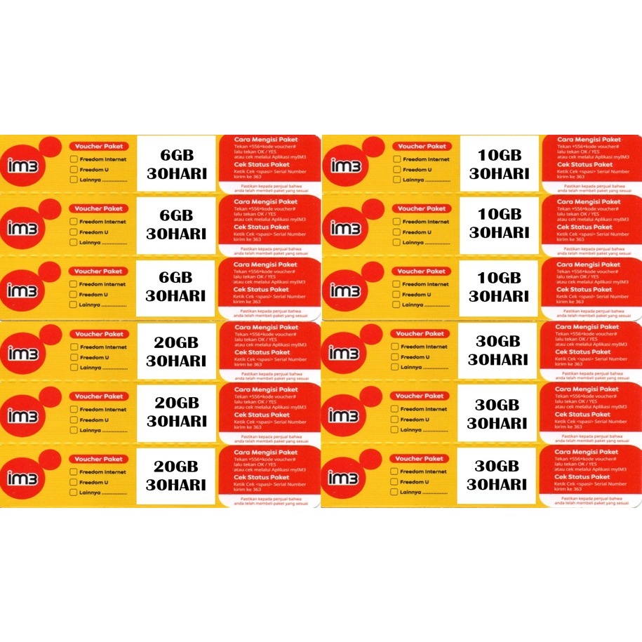( Via Chat ) Voucher Data IM3 Indosat Freedom Combo Attack Bulanan Kalimantan