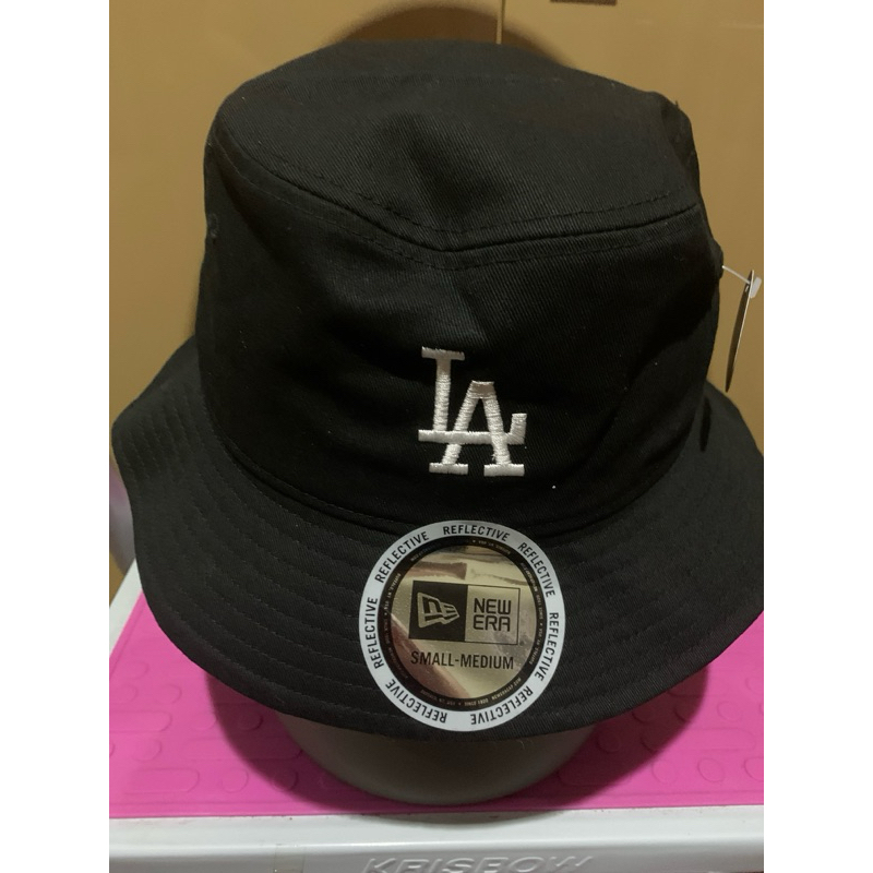 Topi Bucket New Era X MLB LA Dodgers -Reversable(BoBal) Hitam-AOP-100%original-Brand NEW/BARU/Gress