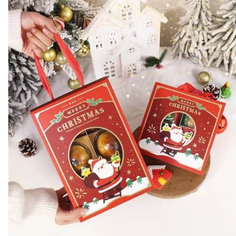 

B85 Kotak Cookies Santa | Kotak Tenteng Natal | Kotak Transparan | Kotak Mika | Hamper natal | Kotak Kue | kado Natal