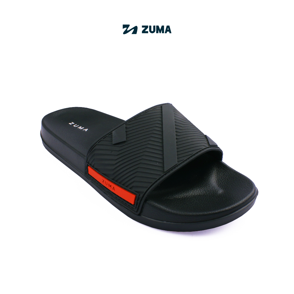 Zuma Men Sandal Slop Pria Karet Slip On Polos Slide Max 14 Black Hitam Sandal Slop Anti Slip Nyaman