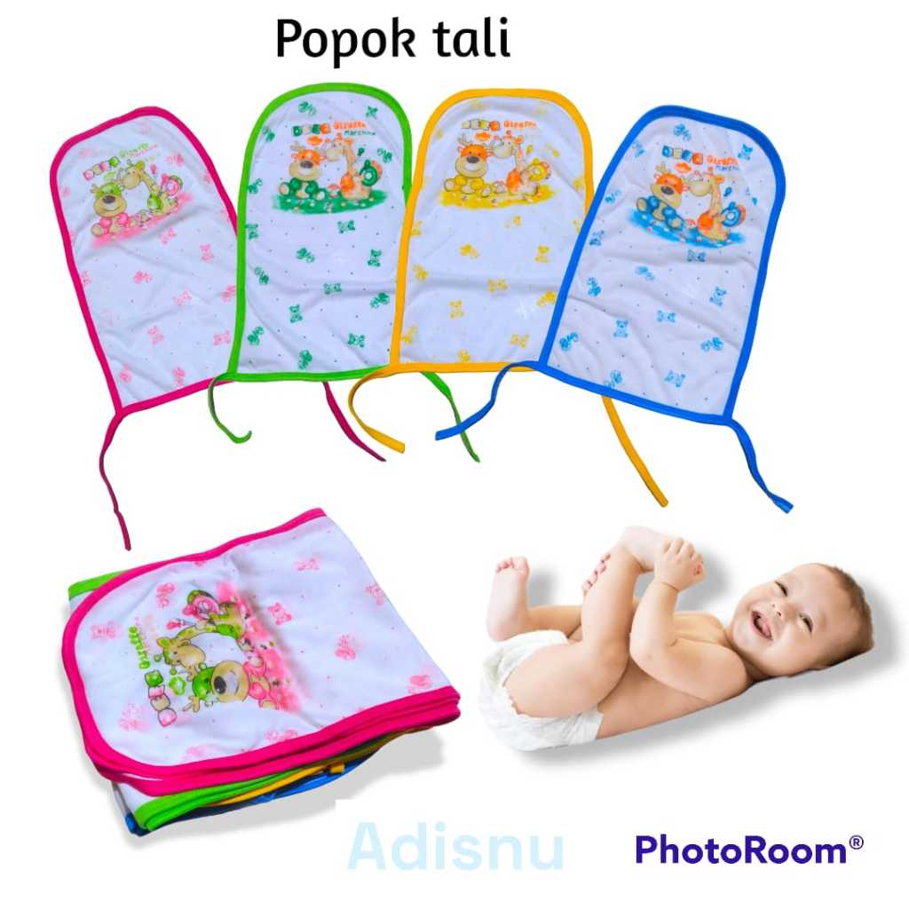 1 Lusin Popok Kain Bayi Tali Bahan Kaos Katun PE Putih Motif Dan Polos Warna