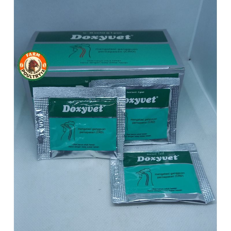 1 KOTAK/30 SACHET DOXYVET 10 GR OBAT AYAM CRD OBAT NGOROK OBAT SNOT OBAT BURUNG SNOT DOXYPET