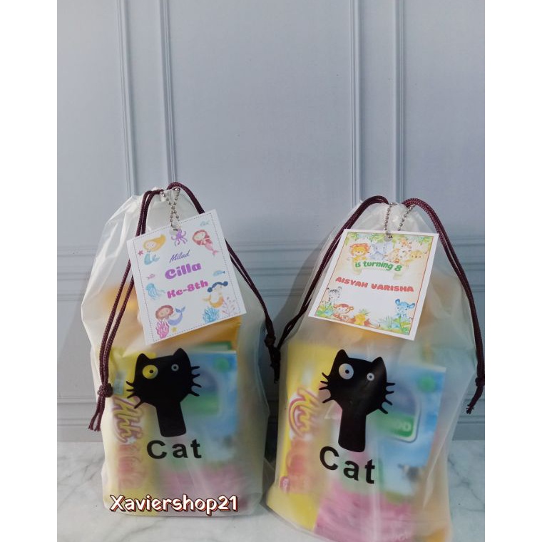 

PAKET LENGKAP READY STOCK Paket snack ultah Hemat kemasan pouch serut FREE CARD