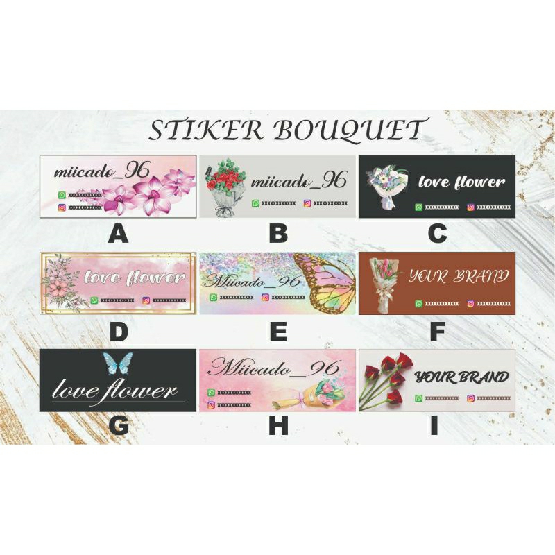 

stiker bouquet / label buket /stiker buket kotak