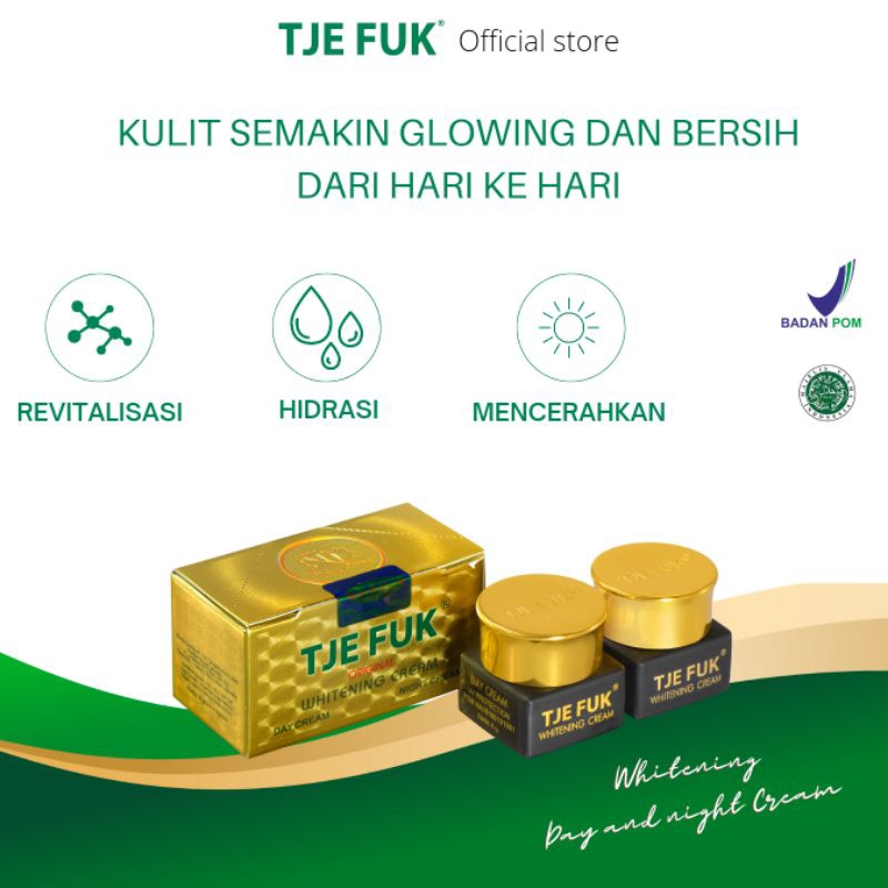 [ Paket ] Tje Fuk - Whitening Day And Night Cream 8Gr - Paket Skincare Krim Pagi Krim Malam