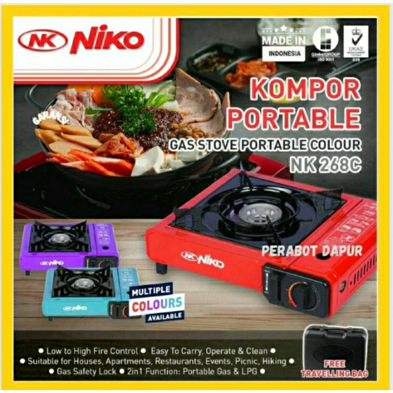 Kompor Gas Portable Niko NK 268C / Niko Gas Stove/ Kompor Gas 1 Tungku/Kompor Piknik
