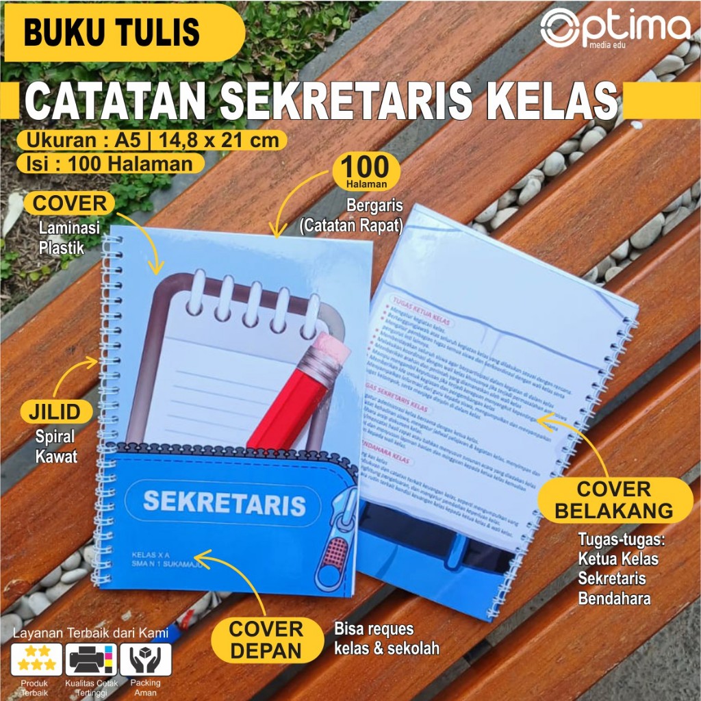 

Buku Tulis Bergaris Untuk Sekretaris Kelas SD, SMP, SMA Isi 100 Halaman