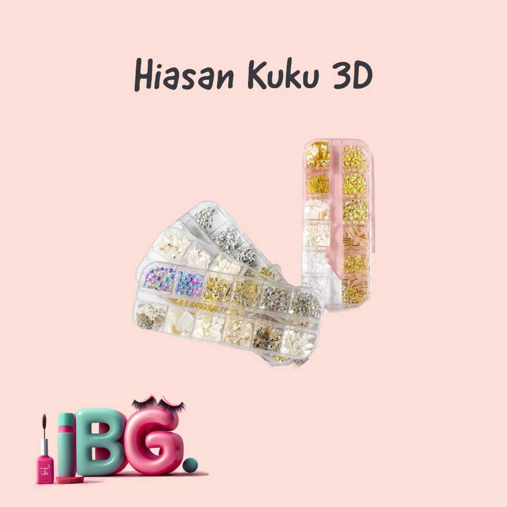 Hiasan nail art 3d / hiasan gold / hiasan  silver / hiasan mutiara / hiasan pearl / hiasan kotak / hiasan bulat