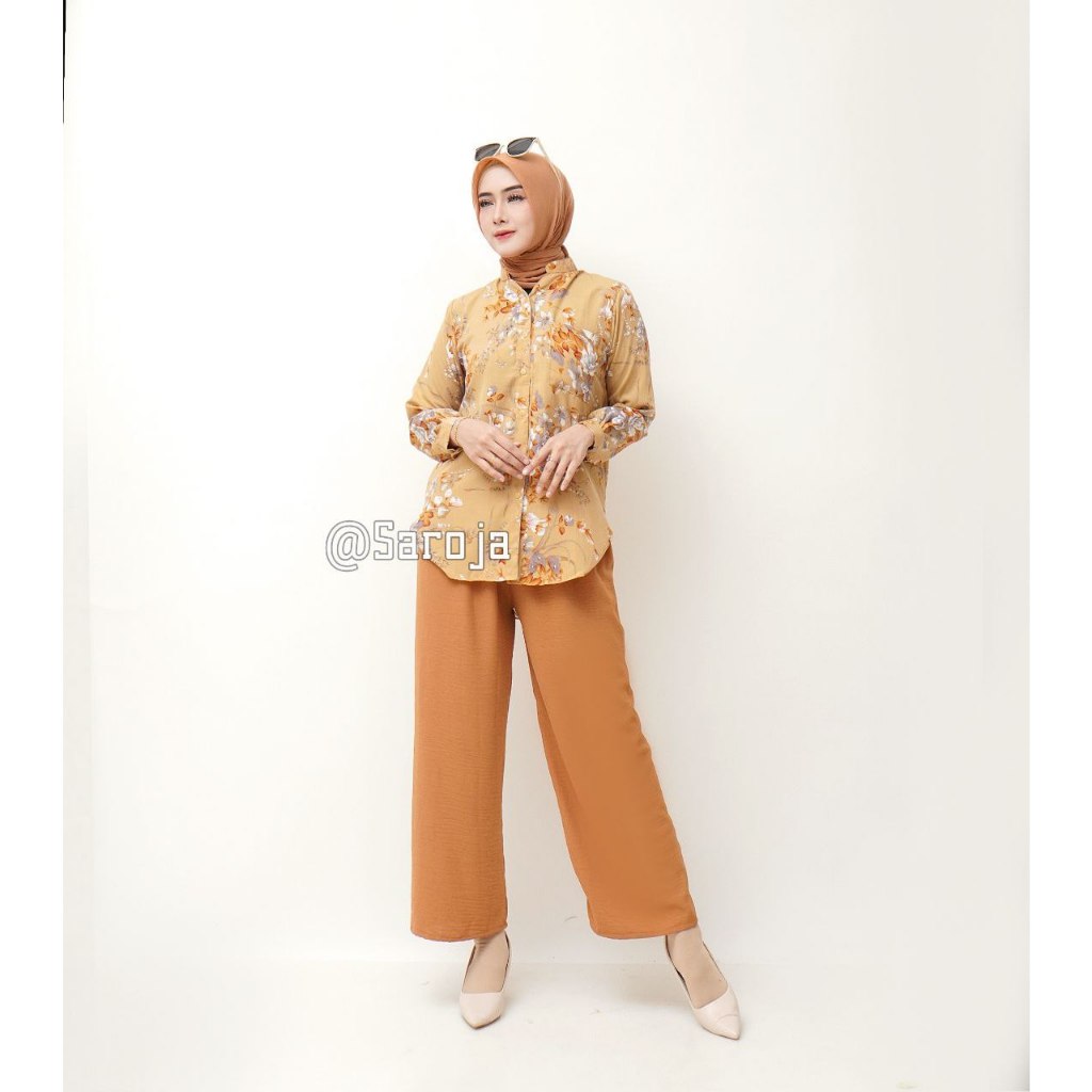 One Set Moana Warna Nude | One 1 Set Motif Bunga | Stelan Setelan Busui | Bahan Cringkel Crinkle | S