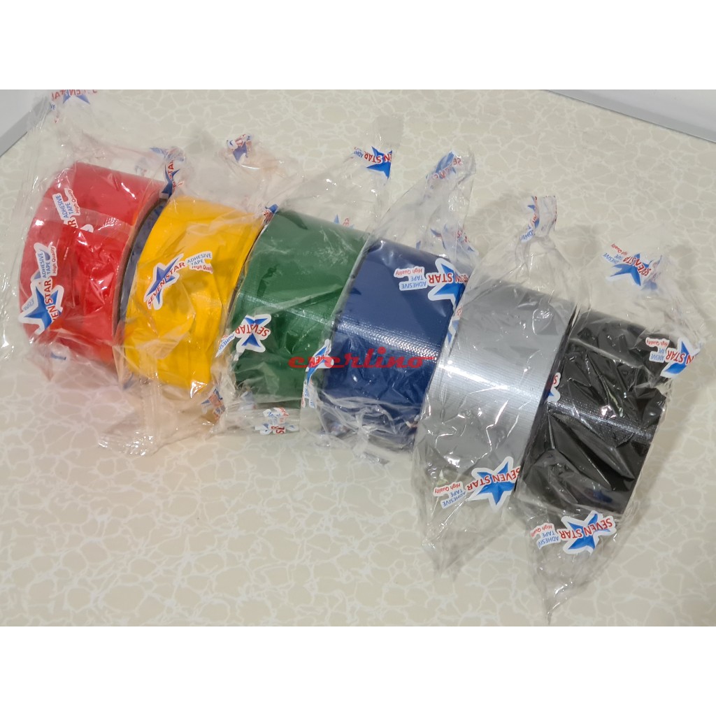 

berkah Kain Cloth SEVEN STAR tape 48 mm x 6 m warna merah red kuning yellow hijau green biru blue grey gray abu silver hitam black isolasi solasi selotip isolatip lakban plakban jilid besar 48mm 2" 2 inch