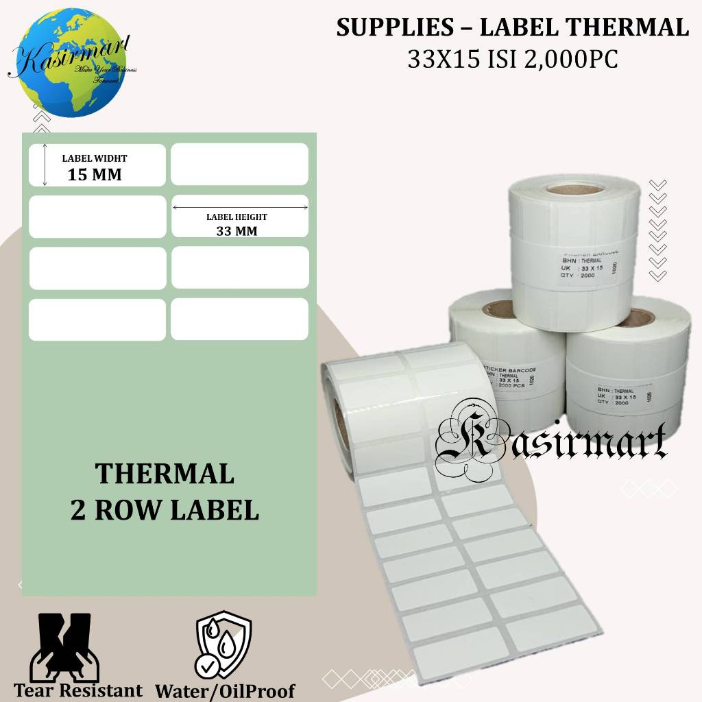 

Label Harga Barang Thermal 33x15 2 Line isi 2000 Printer Label Direct Thermal