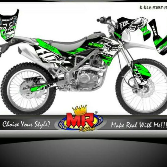 Decal Premium KLX 150 BF fox hijau hitam putih Stiker Sticker striping KLX BF 150 03 spec A
