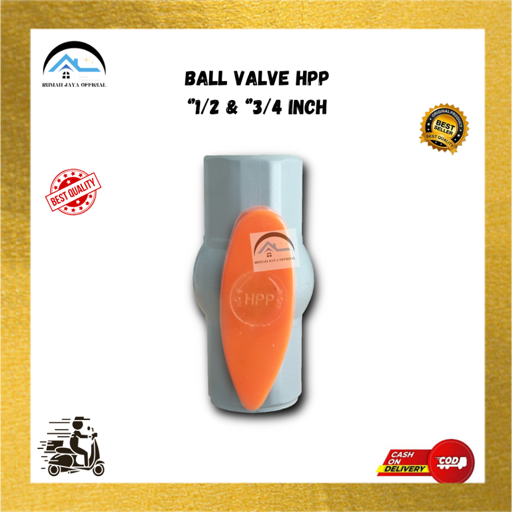 RJO - Ball Valve ''1/2 & ''3/4 Inch PVC HPP / Stop Kran Pipa Ballvalve PVC HPP