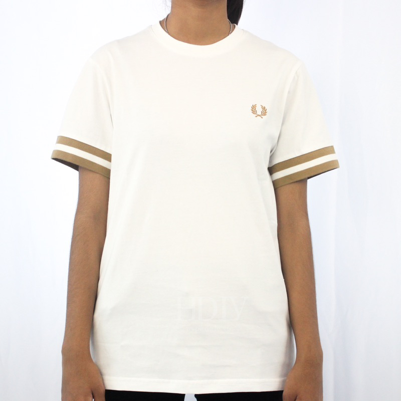 Fred Perry Tshirt Brown White Tee (100%Original)