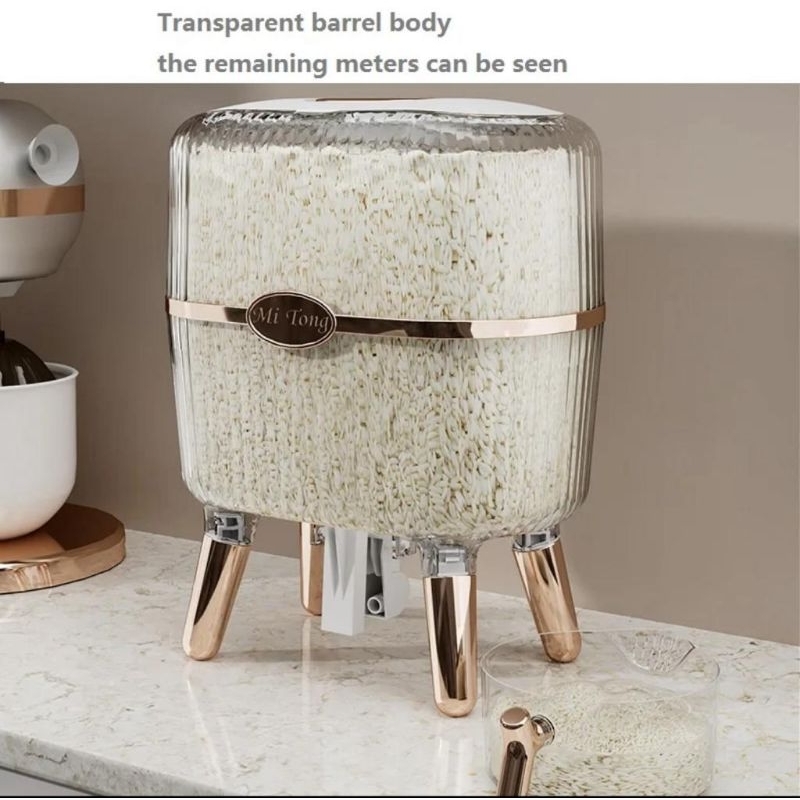 Rice storage tempat penyimpanan beras putih hijau gold emas Tempat Beras Estetik Dispenser beras est