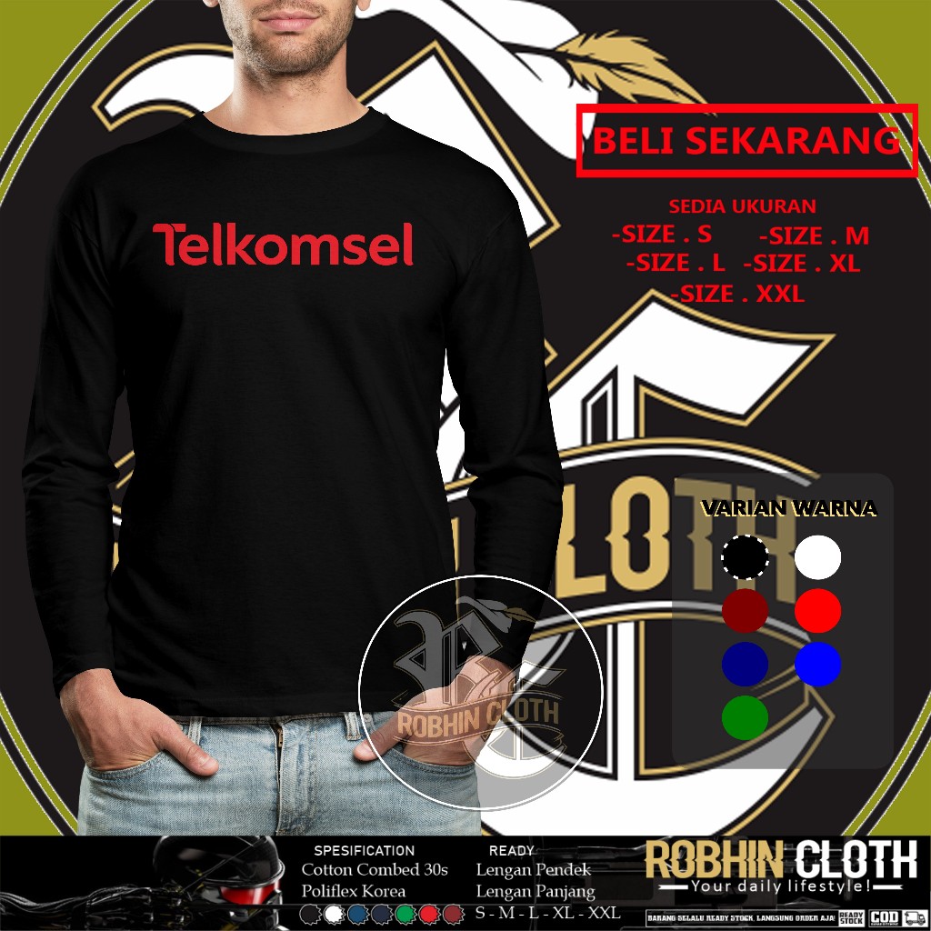 Kaos Telkomsel Logo Baru Lengan Panjang Baju Perusahaan