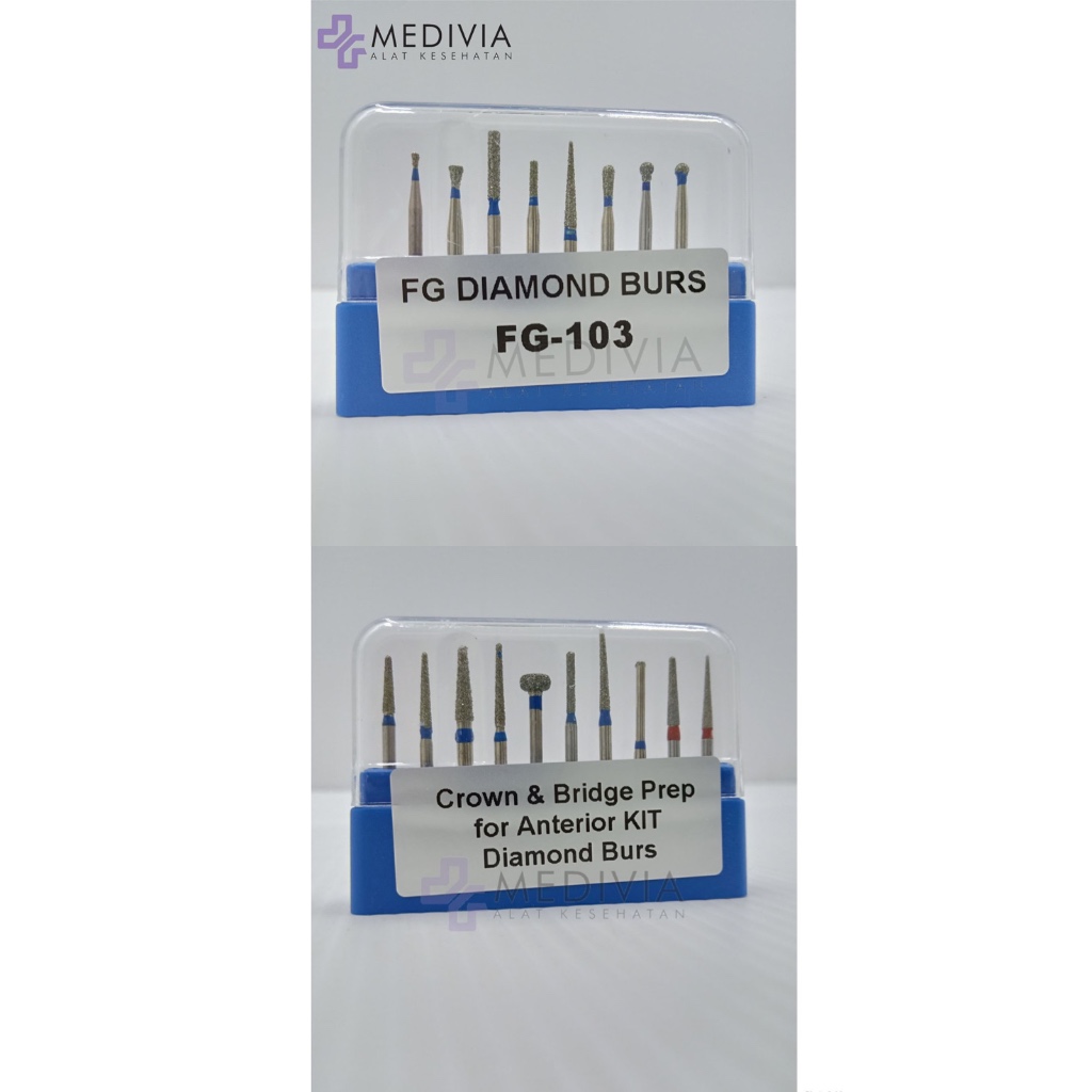 Aurabaik Dental Diamond Bur Set Preparation Preparasi Gigi Crown Molar Anterior Pedo Inlay Kit