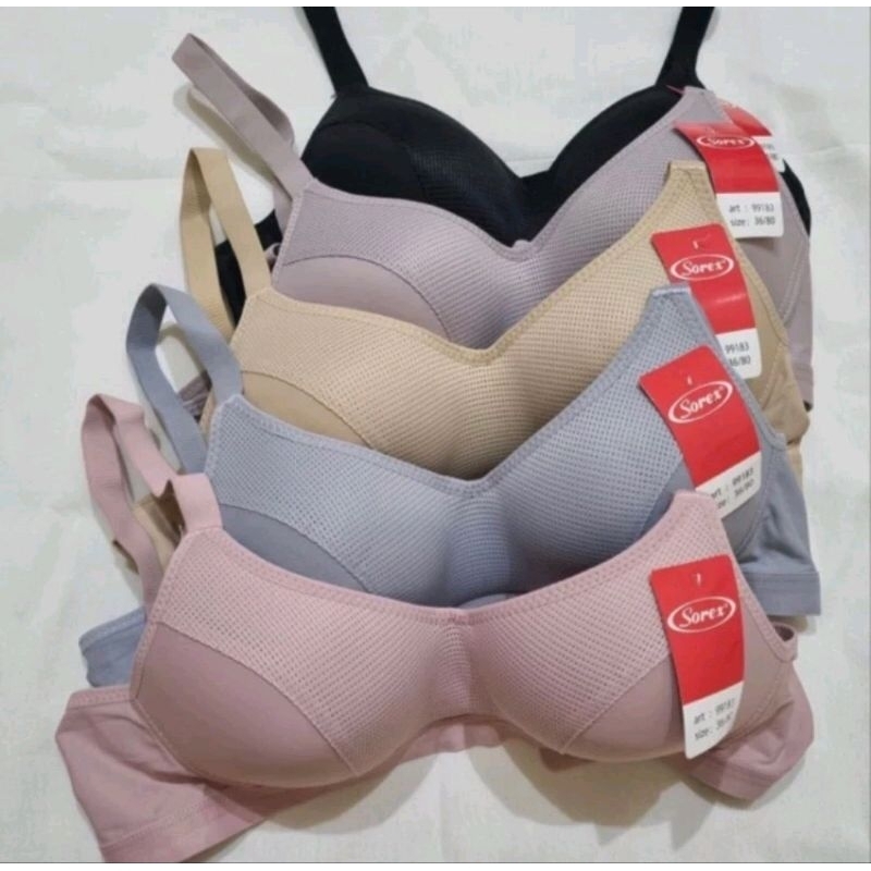 Bra Sorex 99183 Bra Bh Busa Tipis Tanpa Kawat Kait 3 Size 36-42