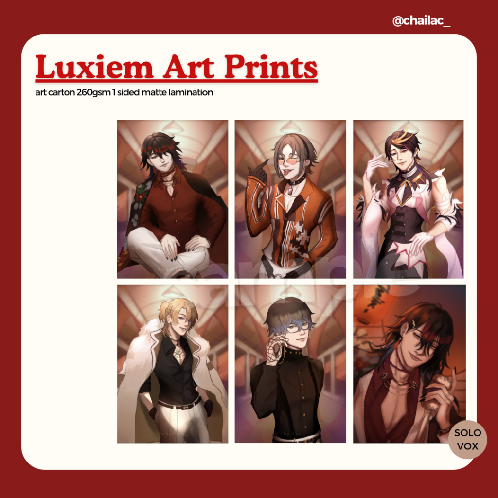 CLEARANCE SALE Artprint Art Poster Vtuber Luxiem Nijisanji EN - Luca Ike Shu Mysta Vox