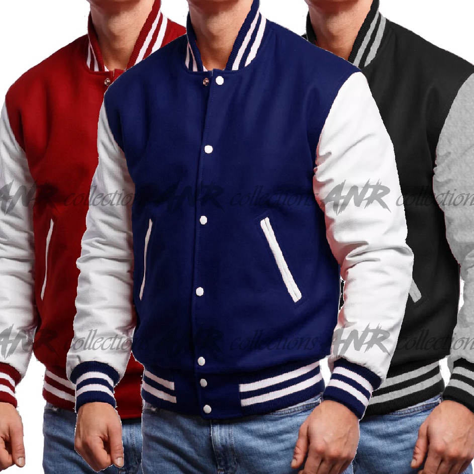 Disc KodeAa1A9 Jaket Baseball Varsity Kancing Pria Wanita  Jaket Sweater  Jaket Cowok Keren  Jaket F