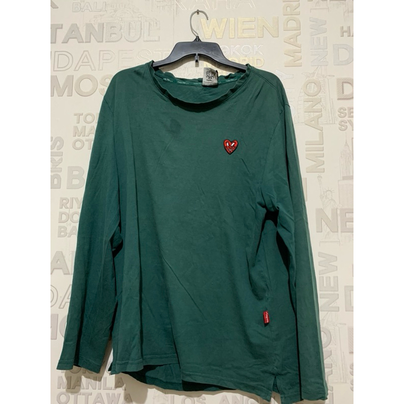 Kaos long sleeve lengan panjang keith haring hijau original size XL