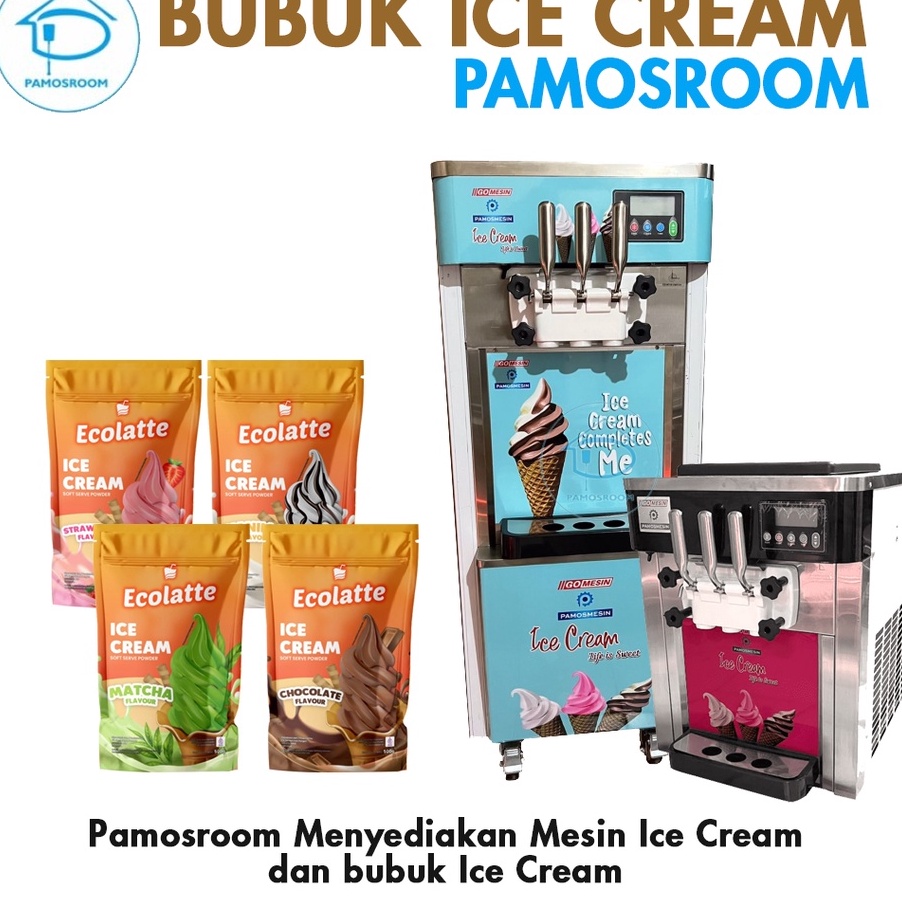 

DISKON Ecolatte Bubuk Ice Cream Soft Powder 5gr Bubuk Es Krim Vanilla Coklat Strawbery Mathca