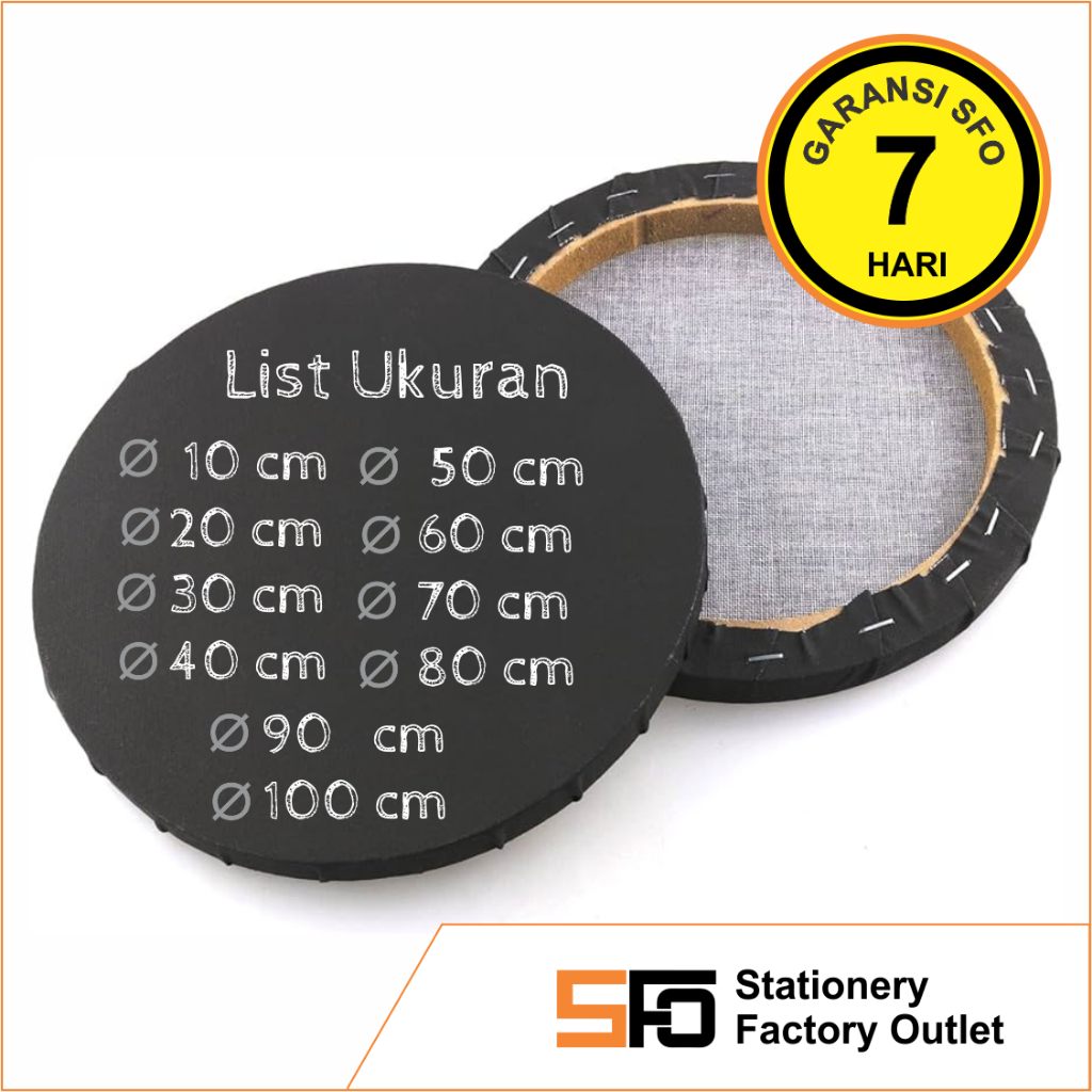 

Kanvas Lukis Lingkaran Hitam diameter 30 cm - Bulat Black Round Canvas Spanram