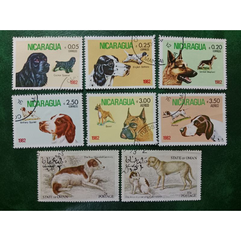 

Prangko Nicaragua & Oman 8 Pcs Dogs Tahun 1982 Used
