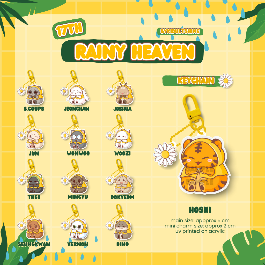 READY STOCK SEVENTEENTH RAINY HEAVEN KEYCHAIN GRIPTOK SVT SEVENTEEN SCOUPS JEONGHAN JOSHUA JUNHUI JU