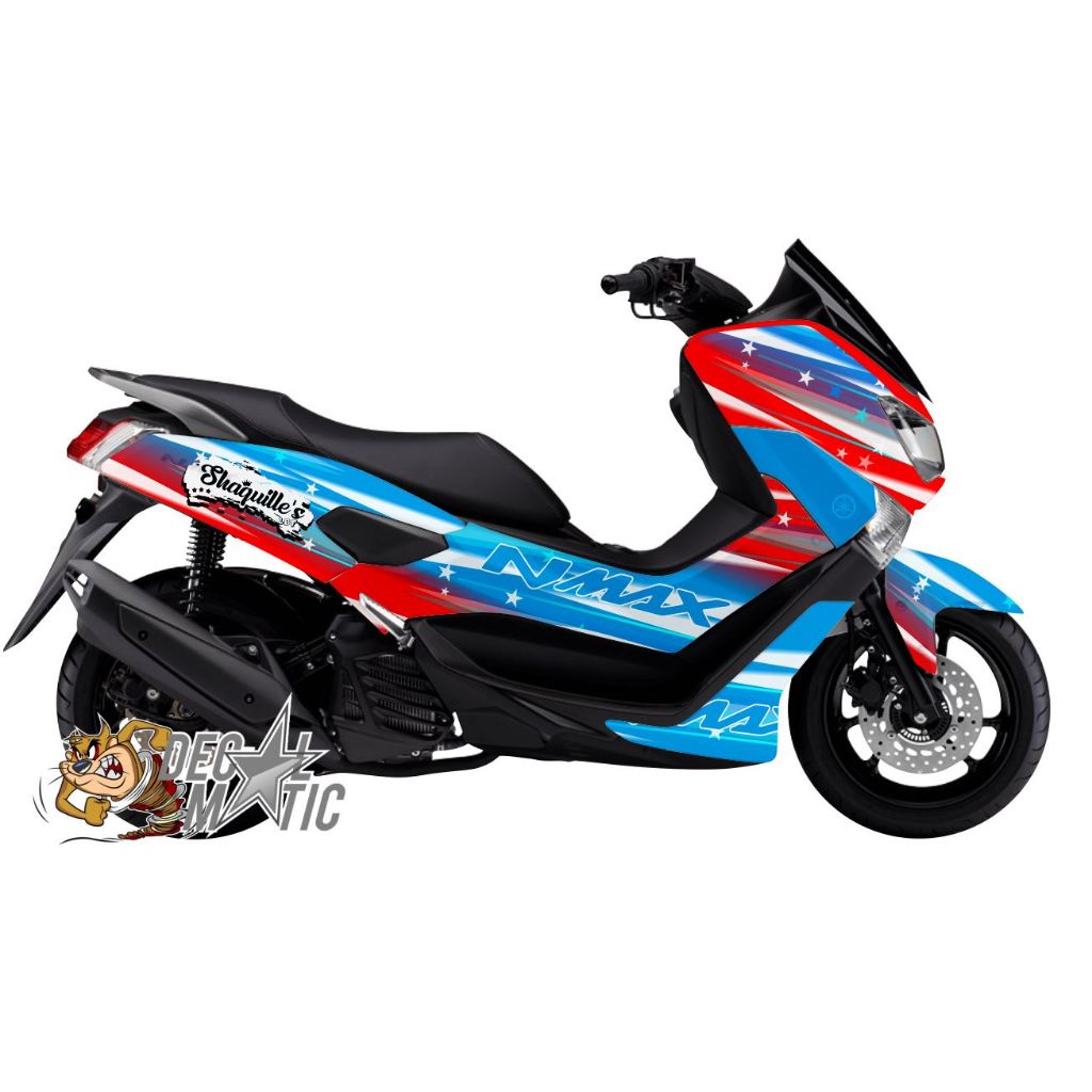 Decal Nmax Stiker Full Body Motor N Max Old 2015 2016 2017 2018 2019 - Motif Airbrush merah biru Gra