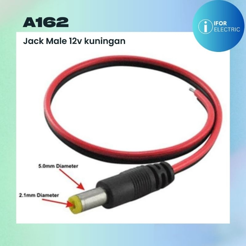 Kabel dc male tembaga/Kuningan jack Male 12v bulat 5mm