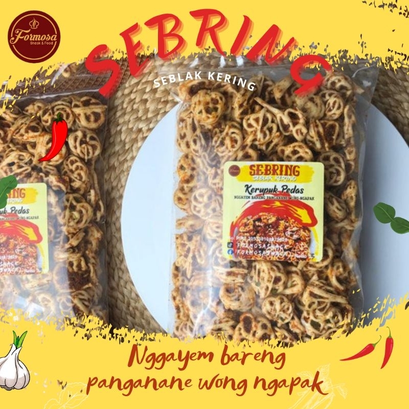 

Sebring - Seblak kering Kerupuk Mawar pedas ori daun jeruk cemilan enak gurih