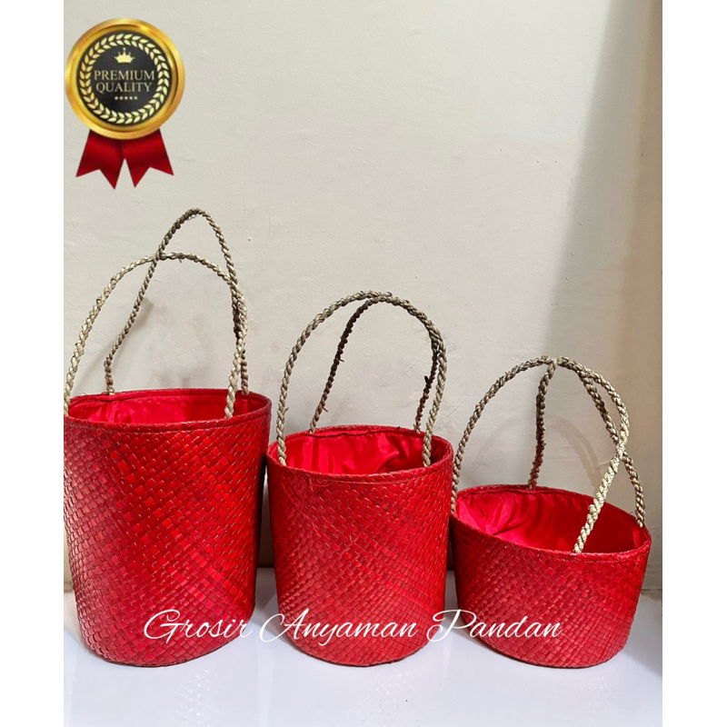 

iDk90 Tas Parcel Pandan EMBER POLOS GG RARA Tas Hampers Imlek Tas Goodiebag Lebaran