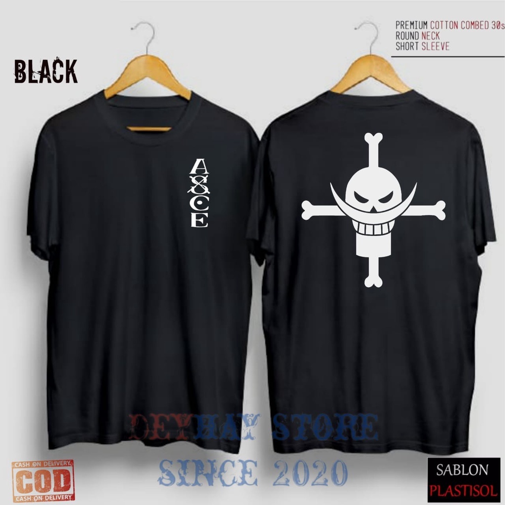 Kaos Ace Shirohige Anime One Piece Cotton 30s