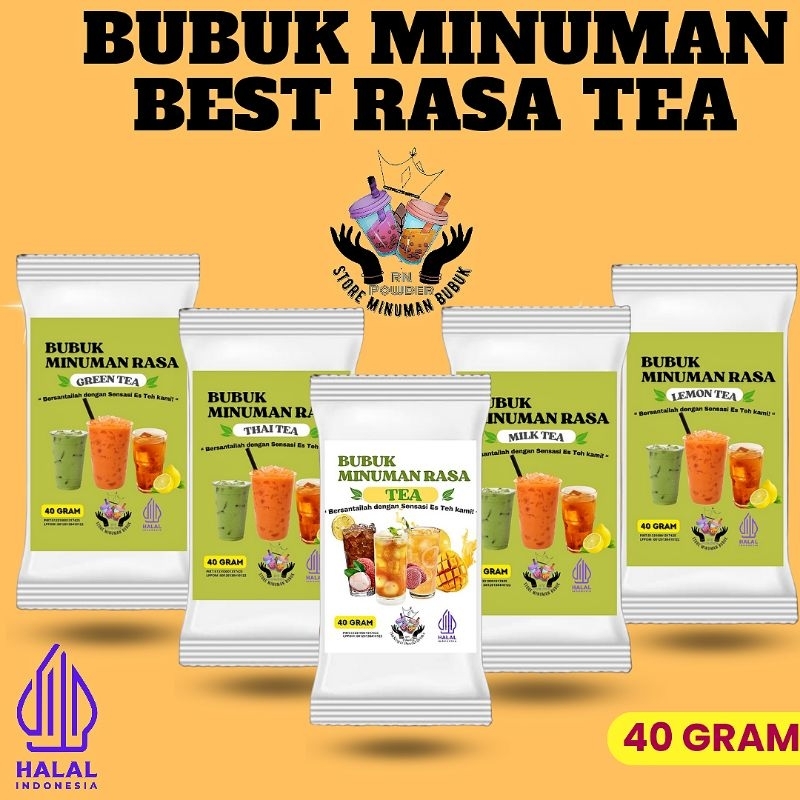 

BUBUK MINUMAN PREMIUM RASA TEH 40GR SERBUK MINUMAN KEKINIAN PREMIUM MINUMAN SACHET GROSIR POWDER TEA