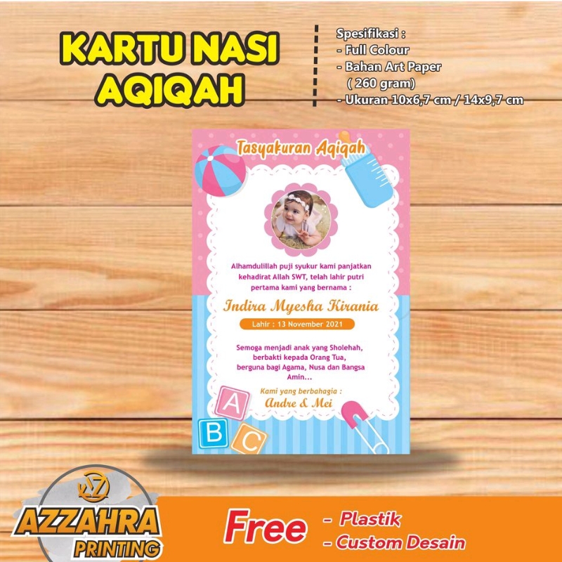 Undangan Aqiqah / Tasyakuran / Kartu Nasi Bayi Murah