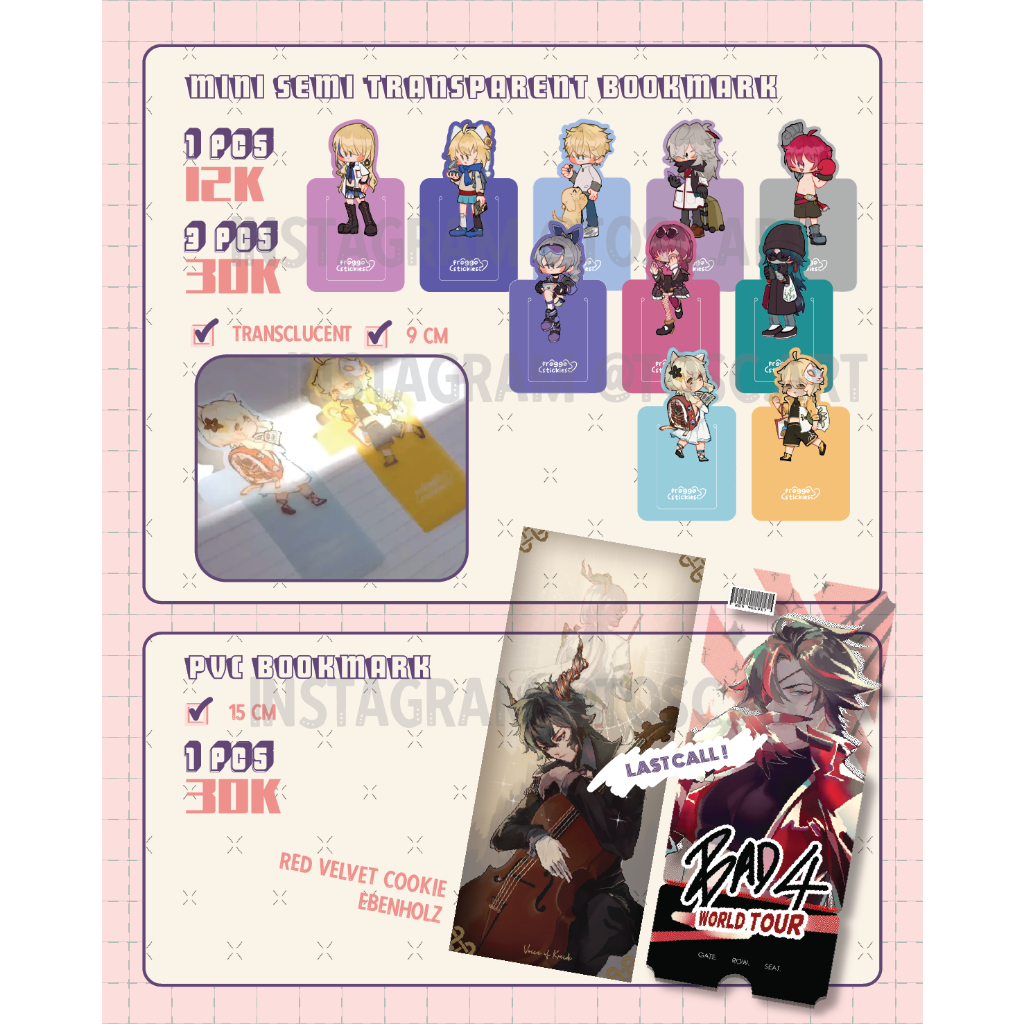 

[ froggo ] Bookmark prints pvc / transclucent HONKAI STAR RAIL ARKNIGHTS COOKIERUN GENSHIN KAFKA BLADE SILVERWOLF JING YUAN LUKA SERVAL LYNX GEPARD EBENHOLZ RED VELVET COOKIE