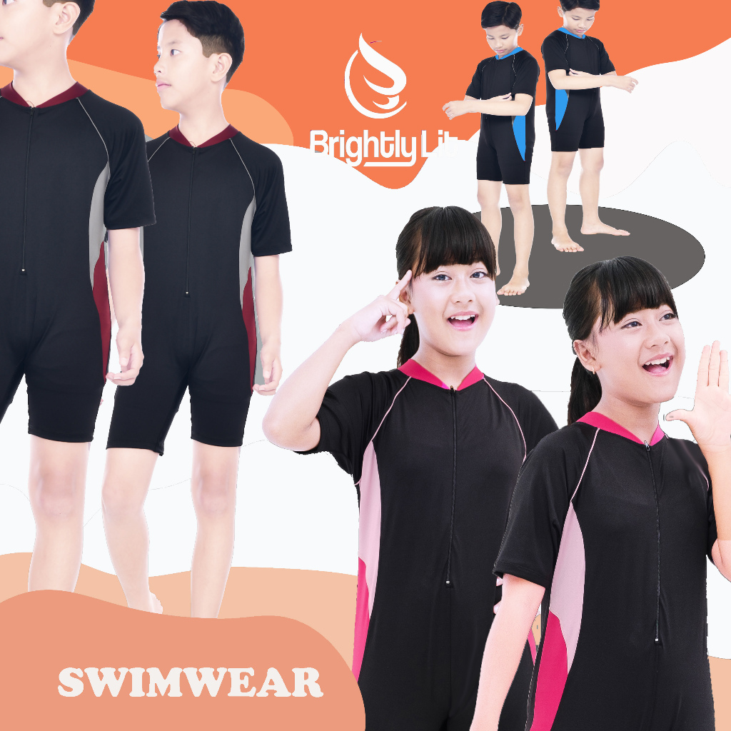 4- 12 tahun Baju renang anak laki laki SD baju diving anak unisex pendek baju renang cowok baju rena