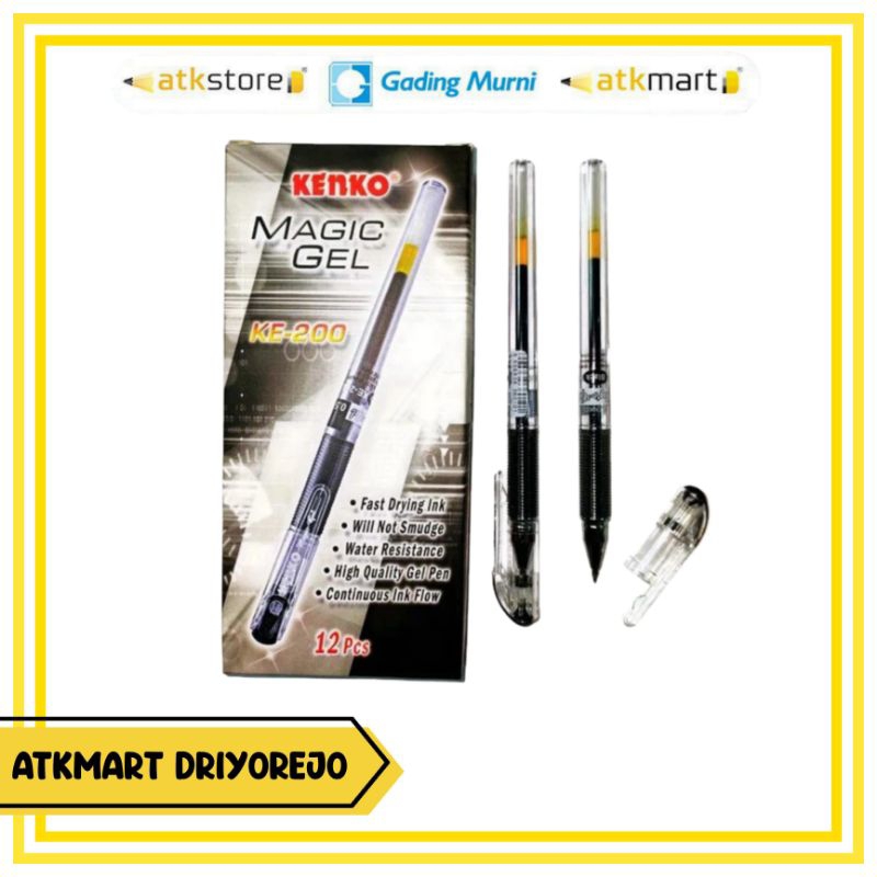 

(1 PACK) PULPEN GEL KENKO BALLPOINT GEL KE-200 HITAM ISI 12 PCS BOLPOIN MAGIC GEL