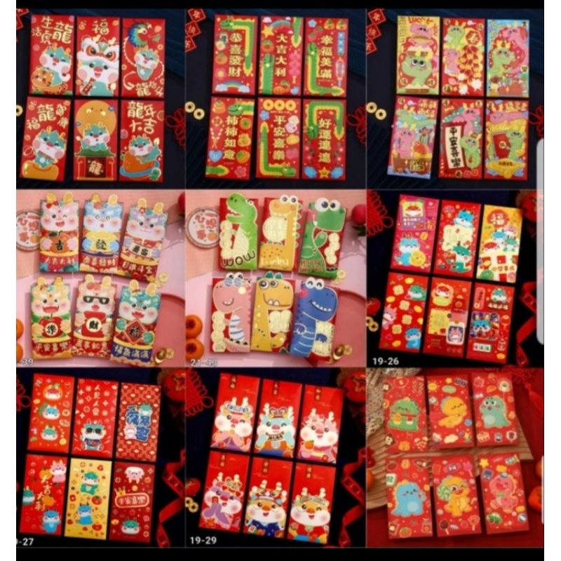 

Angpao panjang imlek 2024 shio naga sincia CNY 6pcs