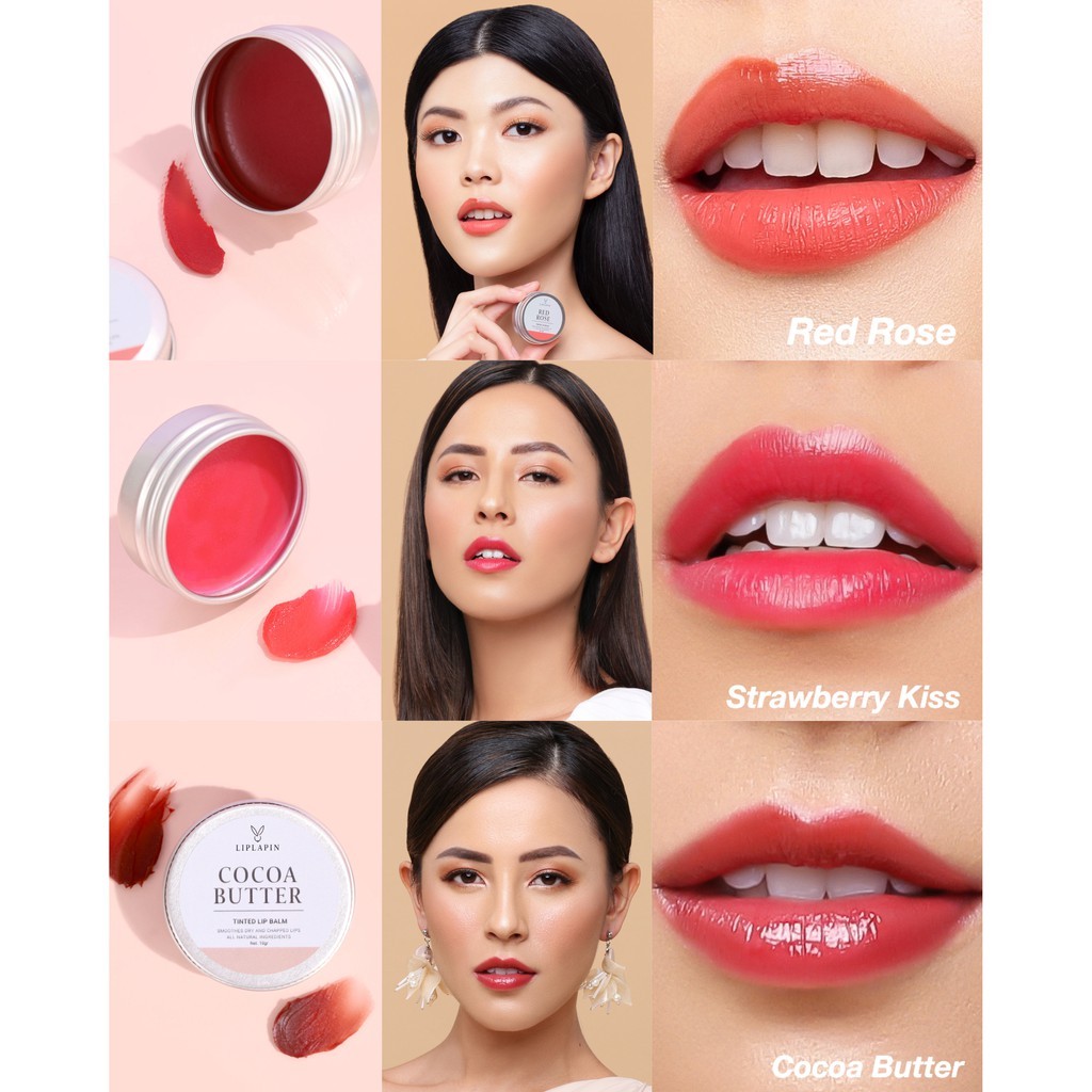 Liplapin Lip Lapin Tinted Lip Balm Strawberry Kiss Red Rose Cocoa Butter | Lip Balm | Lip Tinted Lip