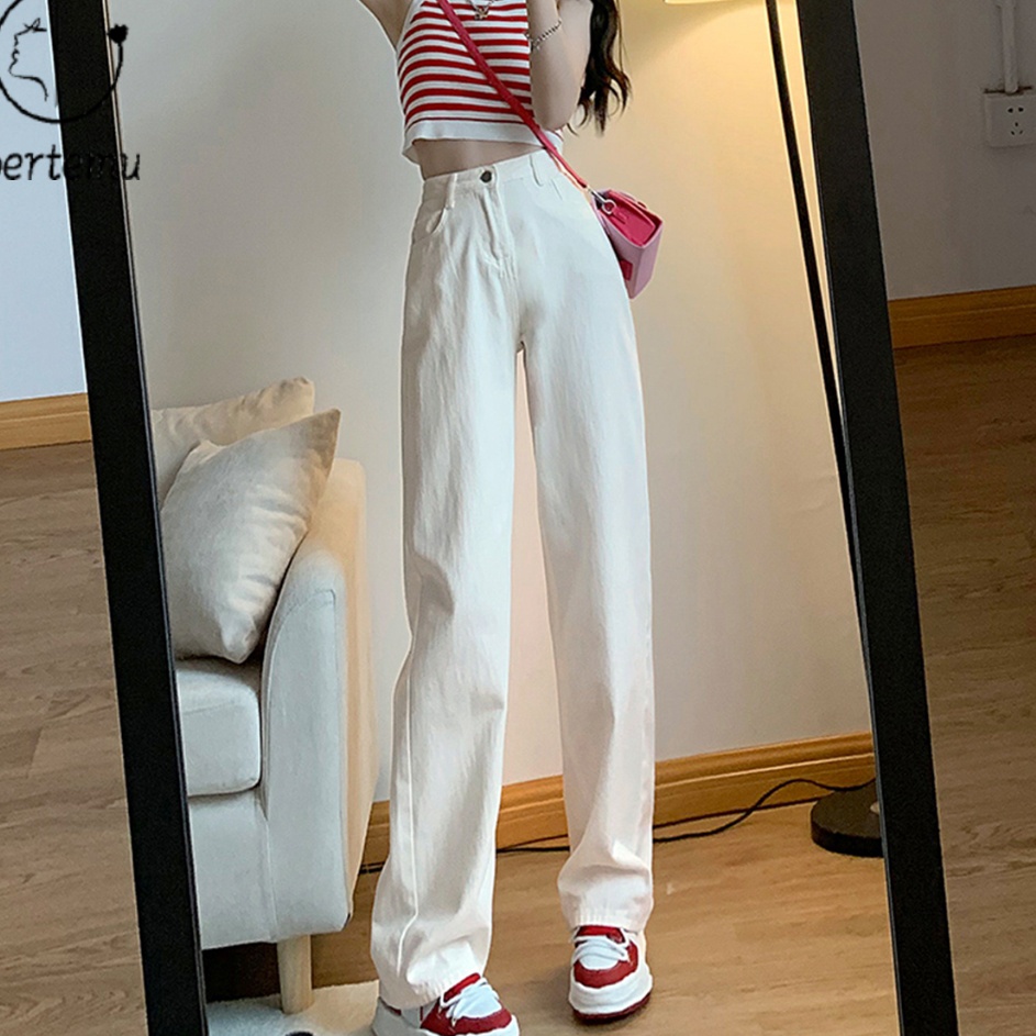 Garansi Resmi  Jeans high waist wanita celana korean style wanita celana boyfriend wanita premium je